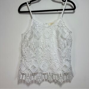 Rebellion Again White Crochet Lace Tank Top Adjustable Straps Size M